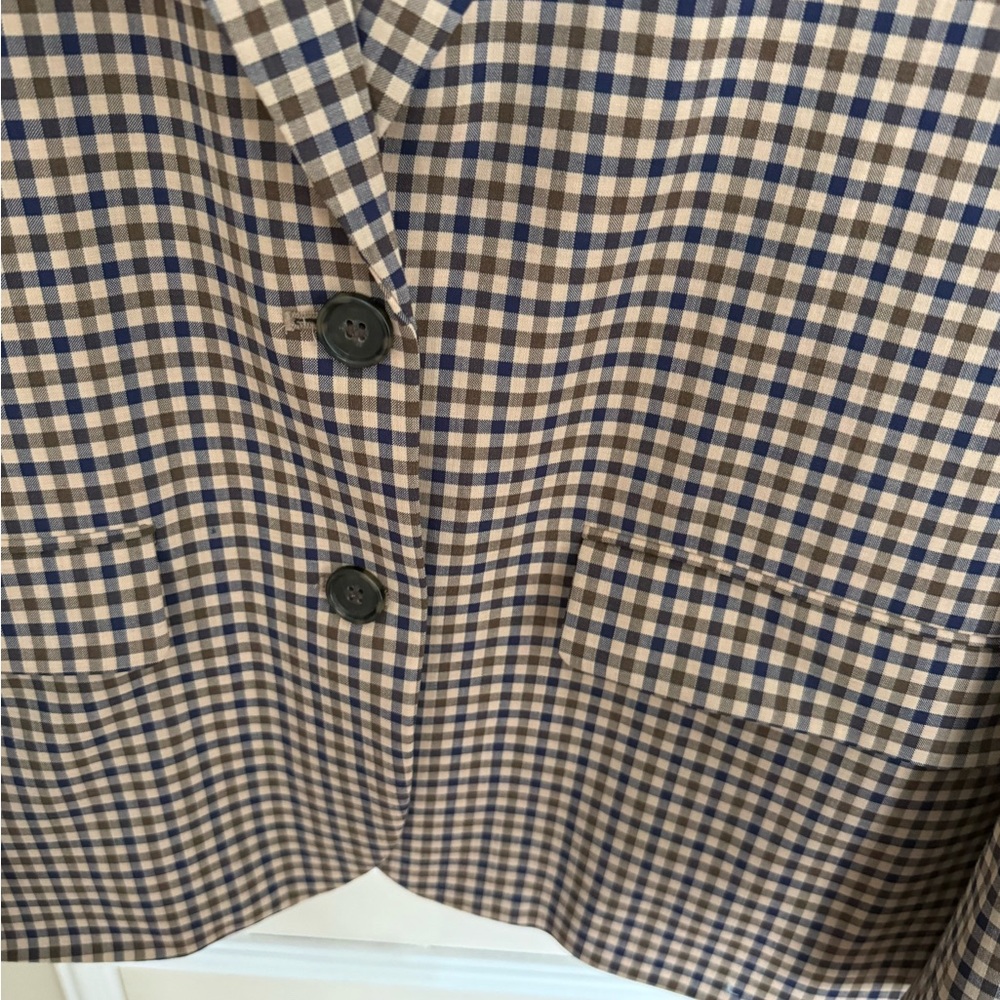 J. Crew NWOT Women’s Boyfriend Blazer Beige Plaid Italian Stretch Wool Blend - Picture 4 of 11